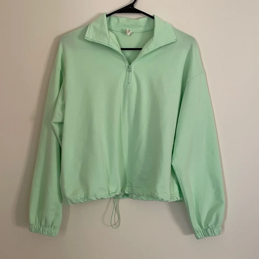 Dolls Kill Neon Green Quarter Zip - Picture 1 of 8
